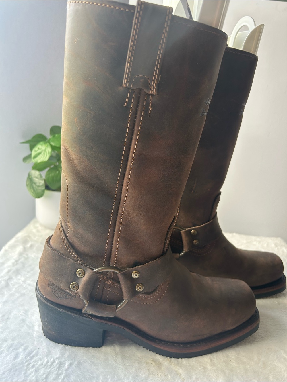 Harley-Davidson Brown Leather Harness Boots with Buckle Detail - Picture 5 of 7